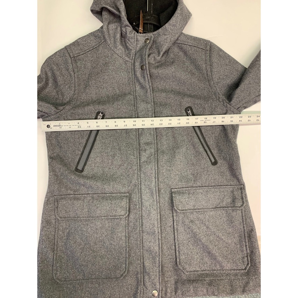 Woolrich Womens L/G Charcoal Gray Hooded Wool Blend Jacket Coat - Picture 11 of 13